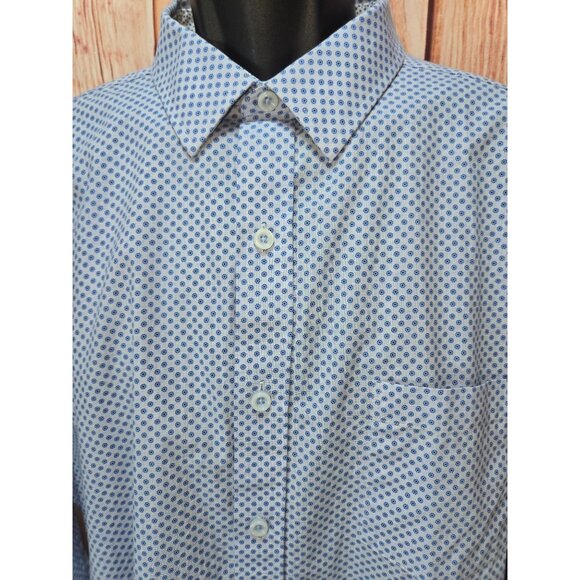 Johnston & Murphy Mens Blue Print Long Sleeve Dress Shirt XXL - Picture 3 of 8